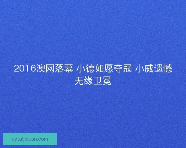 2016澳网落幕 小德如愿夺冠 小威遗憾无缘卫冕