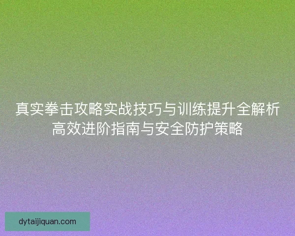 真实拳击攻略实战技巧与训练提升全解析高效进阶指南与安全防护策略